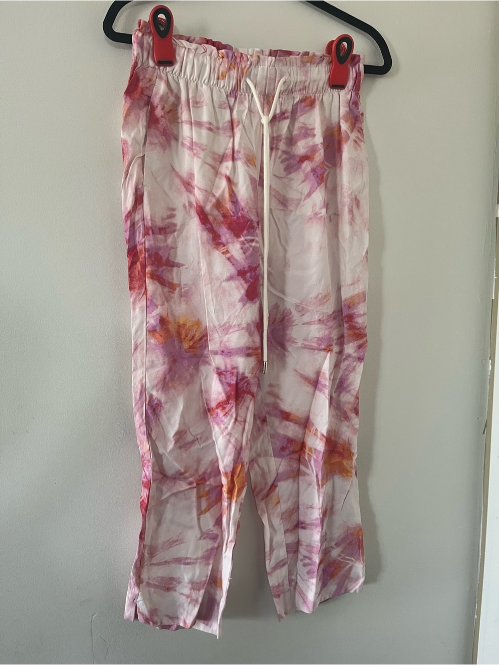 Ann Taylor Pink Watercolor Tie Dye Straight Leg Pants Small Petite Resort Beach